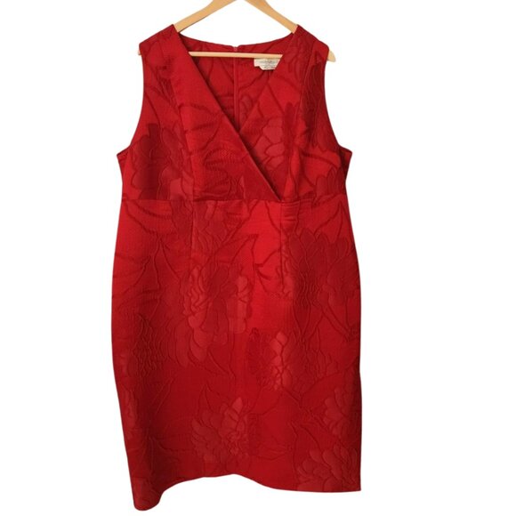 Marina Rinaldi Pre-love Plus Size Red Sleeveless Dress with Wide Belt Size 20US - Picture 1 of 16